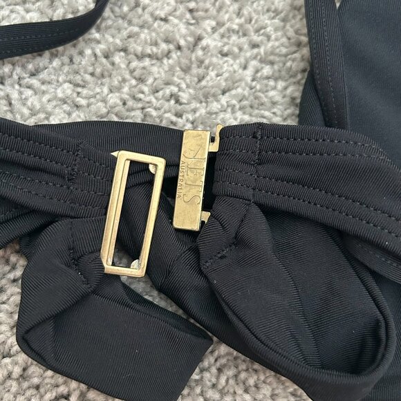 Jets Australia Women's Black Solid Strap Bikini Top Swimwear Size 6 - Picture 7 of 8